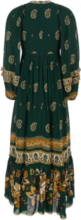 Farm Rio Womens Long Dress Ayla Green Viscose
