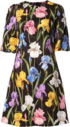 Dolce & Gabbana Black Floral Brocade A-line Mini Womens Dress