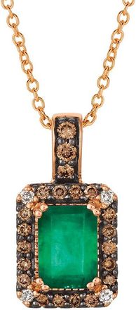 Le Vian 14K Rose Gold 0.91 Ct. Tw. Diamond & New Emerald Pendant