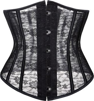 Generic Shapewear for Women Underbust Corset Satin Lace Up Waist Cincher Lace Breathable Bustier Bodyshaper Tops Bodysuit Slimming Shaping Underwear Fitness W