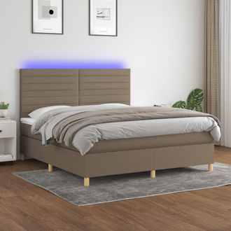 vidaXL Vidaxl - Cama Box Spring Colch&oacute;n Y Luces Led Tela Gris Taupe 180x200 Cm