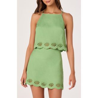 ASTR the Label Taniya Crop Embroidered Top in Green at Nordstrom, Size Large