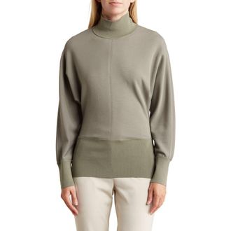 Theory Mixed Media Turtleneck Top in Pale Green/Army at Nordstrom Rack, Size X-Small