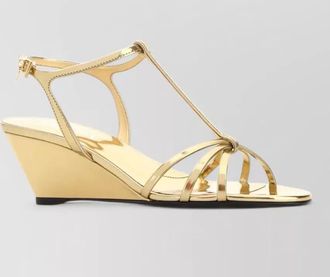 Prada leather sandals open toe wedge heel
