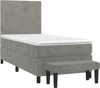vidaXL Cama Box Spring Con Colch&oacute;n Terciopelo Gris Claro 100x200 Cm Vidaxl