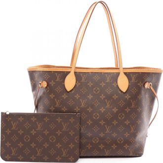 Louis Vuitton Brown Monogram Coated Canvas Leather Handbag Pouch Tote Bag (Pre-Owned)