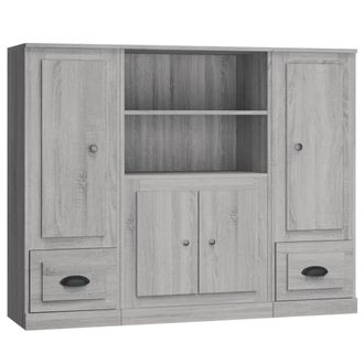 Berkfield Home Highboards 3 pcs Smoked Oak Engineered Wood in Grey