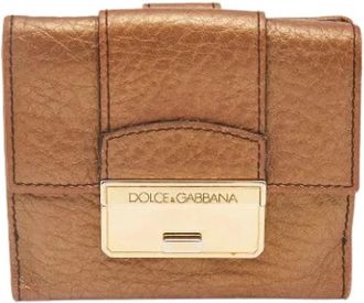 Dolce & Gabbana Pre-owned Compact Wallet - Dames - Vintage Accessoires - Bruin - ONE Size - Leer - Vintage