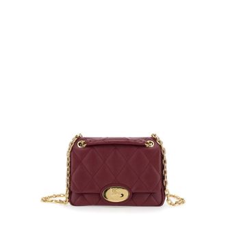 Burberry Bordeaux Quilted Crossbody Bag With Ekd Plaque On The Front And Chain-Link Shoulder Strap In Leather