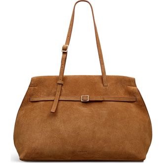 Radley London The Christina - Suede Large Ziptop Shoulder Bag in Toffee at Nordstrom