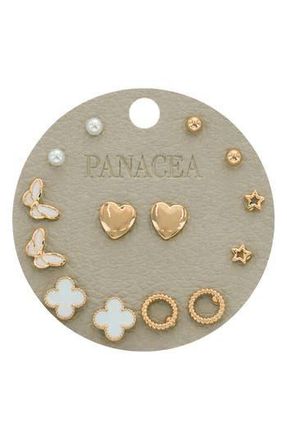 Panacea Set of 7 Assorted Stud Earrings in White at Nordstrom Rack