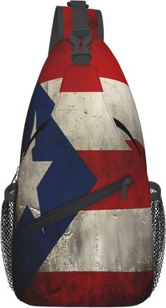 Generic Vintage Puerto Rico Flag Shoulder Bag Breathable Sling Bag Anti Theft Crossbody Bags For Casual Shopping Workout