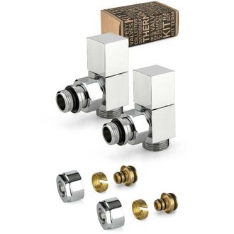 APM Kit V&aacute;lvula De Mobiliario Cuadrada Cromada Con Conexi&oacute;n De Compresi&oacute;n Y Adaptador Para Tubo Multicapa Apm 207kc 015 M 16 12 Cromo