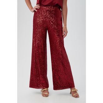 Trina Turk Atarashii Wide Leg Sequin Pant in Ruqa Red at Nordstrom, Size X-Small