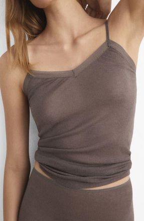 Mango Rib Pajama Top in Brown at Nordstrom, Size Medium