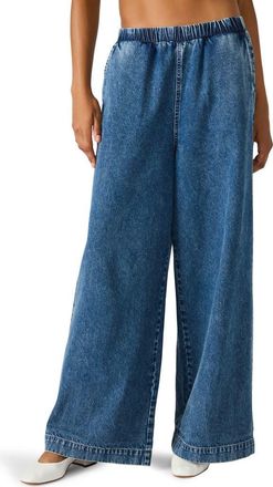 Steve Madden Levy Pull-On Wide Leg Jeans in Dark Navy at Nordstrom, Size X-Large
