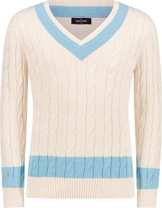 Gran Sasso V-hals Breiwerk - Heren - V-hals truien - Wit - 3XL - Katoen - Truien & Vesten