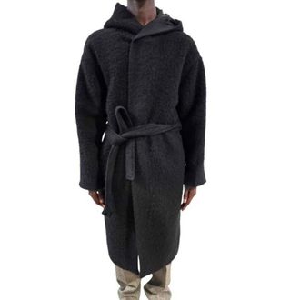 Rick Owens Tower Coat - Heren - Jas met riem - Zwart - XL - Wol - Jassen