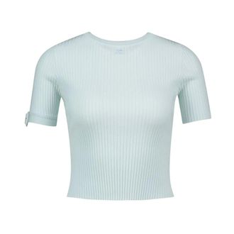 Courr&egrave;ges T-Shirts, female, Green, XS, Buckle Rib Knit T-Shirt