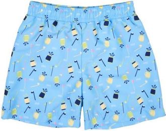 Florence Eiseman Golf Print Swim Trunk in Blue/multi at Nordstrom, Size 24M