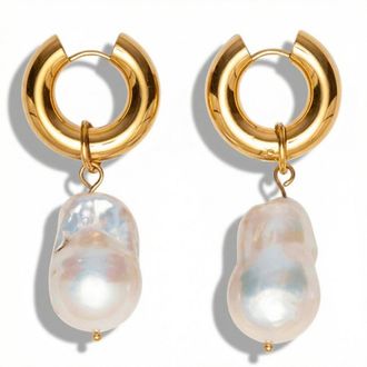 Pompeii3 18k Yellow Gold Plated 2 Fresh Water Pearl Hoops