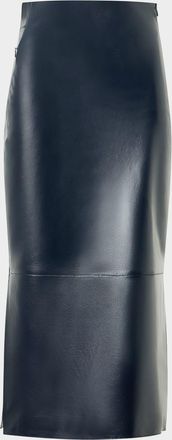 Akris Lacquered Leather Midi Skirt