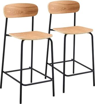 Oviala Lote de 2 tronas de metal y madera negras