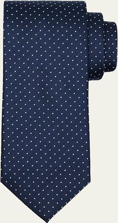 Brioni Mens Micro-Polka Dot Silk Tie