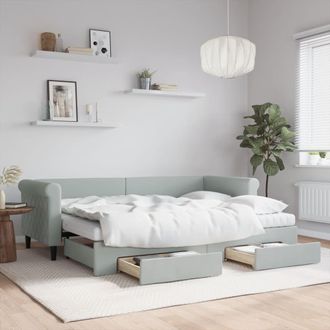 vidaXL Vidaxl - Sof&aacute; Cama Nido Con Cajones Terciopelo Gris Claro 80x200 Cm