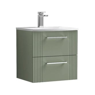 Nuie Nuie - Deco Wall Hung 2-Drawer Vanity Unit with Basin-4 500mm Wide - Satin Green