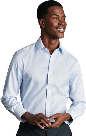 CHARLES TYRWHITT Non-Iron Twill Mini Grid Check Shirt in Sky Blue at Nordstrom, Size 15.5 - 35