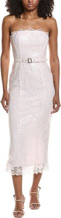Toccin Vivian Lace Belted Midi Dress