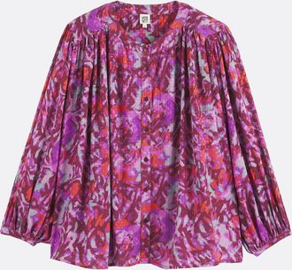 La Redoute Collections Blouse met maokraag en bloemenprint, 3/4 mouwen