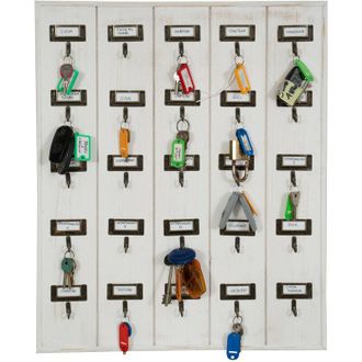 Biscottini International Biscottini - Porta Llaves De Pared Tablero Porta Llaves 25 Ganchos De Madera 60x49x4 Cm Colgador De Llaves De Pasillo Contenedor Taquilla