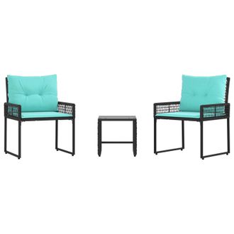 vidaXL Juego De Muebles De Exterior Con Coj&iacute;n 3 Pcs Negro Y Turquesa Vidaxl