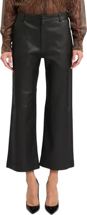 SPRWMN Leather Cropped Trousers In Black
