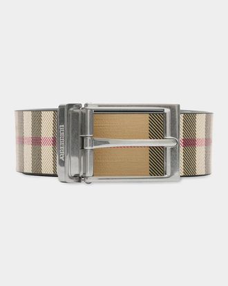 Burberry Leather Check Leather Reversible Belt