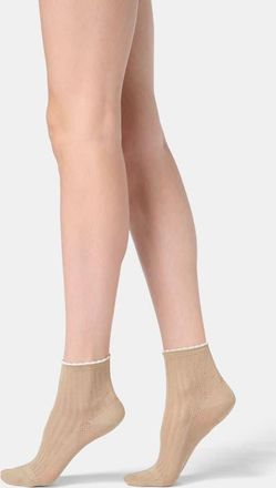 Orobl&ugrave; Ajour Cotton Blend Pointelle Ankle Socks in Sand at Nordstrom