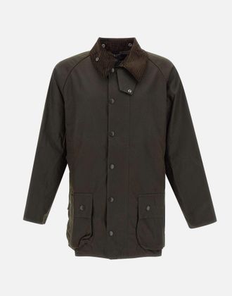 Barbour Olivgr&uuml;ne Wachsjacke aus Baumwolle