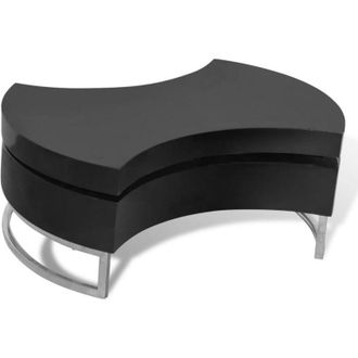 vidaXL Vidaxl - Mesa De Centro De Forma Ajustable Negro Brillante