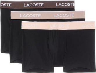 Lacoste Cotton Stretch Essentials Trunks 3-pack Mens Underwear Black W/Dark Brown/Light Brown/Tan : XXL (EUR 8), Cotton/Elastane