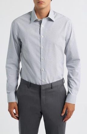 Nordstrom Extra Trim Fit Check Non Iron Cotton Dress Shirt in Olive- Blue Oliver Plaid at Nordstrom Rack, Size 16.5 - 32/33