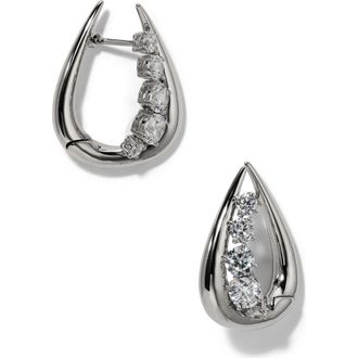Nadri Phenom Cubic Zirconia Huggie Hoop Earrings in Rhodium at Nordstrom
