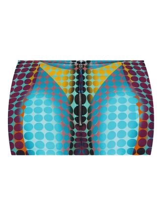 Jean Paul Gaultier zip-up dots-print mini skirt - women - Polyamide/Spandex/Elastane - M - Blue