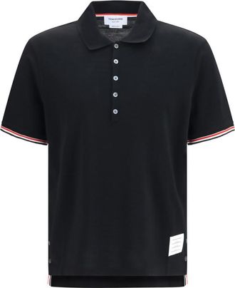 Thom Browne Black Shirt Collar Polo