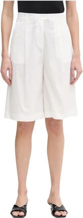 Patrizia Pepe Poplin Bermuda Shorts - Dames - Korte Broeken - Wit - M - Katoen - Korte Broeken