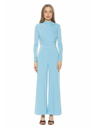 Alexia Admor Yael Long Sleeve Ruched Top Jumpsuit in Denim at Nordstrom, Size X-Small