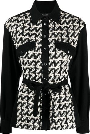 Del Core bouclé tied-waist shirt - women - Virgin Wool/Cotton/Cotton - 40 - Black