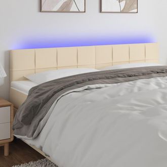 vidaXL Cabecero Con Led De Tela Color Crema 160x5x78/88 Cm Vidaxl
