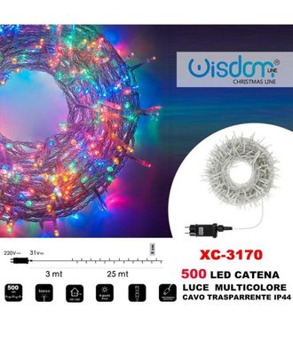 Trade Shop Trade Shop - Cadena De Luz 500 Led Luci&eacute;rnagas Luz Multicolor Cable Transparente Xc-3170